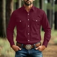 thumbnail image 7 of Bosfbaoi Long Sleeve Button Down Shirts for Men Western Style Point Collar Dual Chest Pockets Solid Casual Work Shirts, 7 of 7