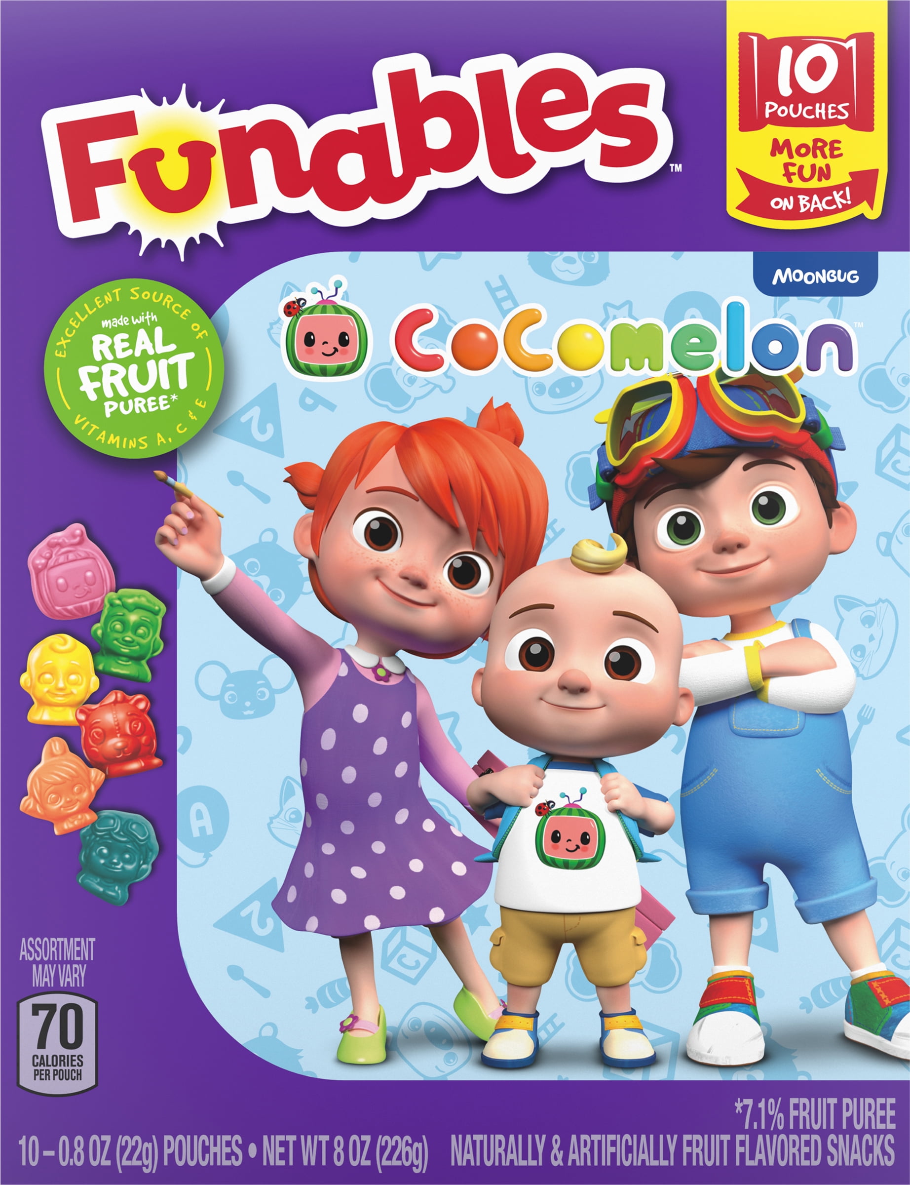 Funables Fruit Flavored Snacks, Cocomelon, 0.8 oz, 10 Count
