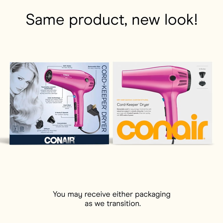 Free Shipping! Conair 1875 Watt Cord-Keeper Hair Dryer with Ionic