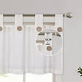 thumbnail image 3 of Linen Striped Tier Curtains with Solid Button Small Valance 54"x15" Rod Pocket Tailored One Panel Kitchen Curtain Cafe Curtain for Living Room, Bathroom, Kitchen Beige, 3 of 9
