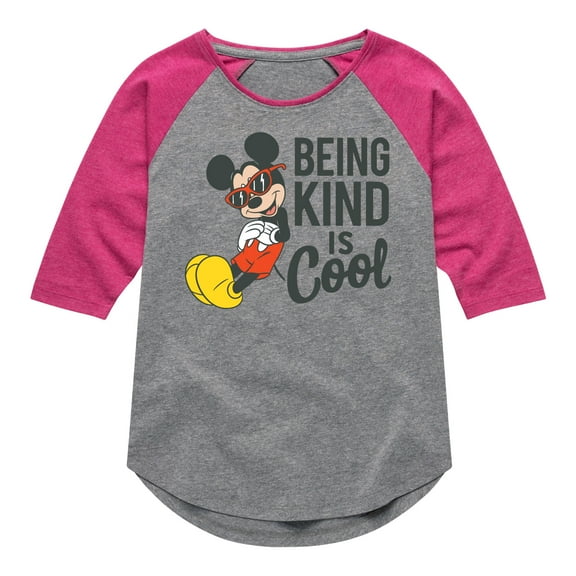 Mickey & Friends - Mickey Kind Is Cool - Toddler And Youth Girls Raglan Graphic T-Shirt