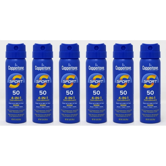 Coppertone Sport SPF 50 CS Travel Spray, 1.6 Ounce (Pack of 6)