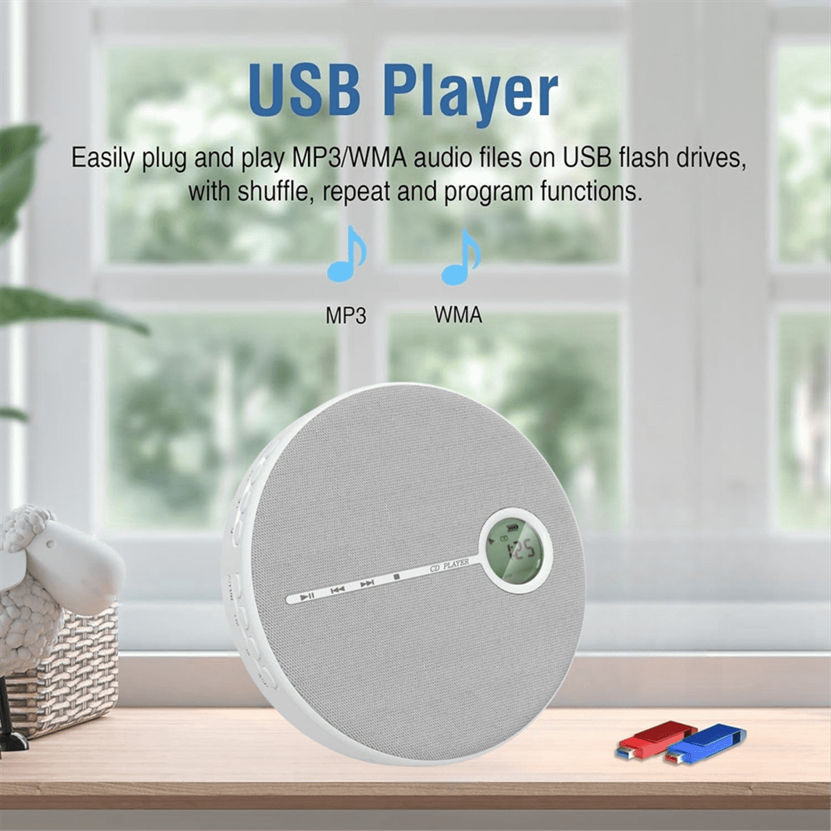 Rechargeable Bluetooth CD Player, Music CD Disc Player for Car/Travel, Home Audio with Stereo Speaker,AUX,USB Gray,1 * CD Player 1 * usb cable,Grey