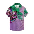 thumbnail image 2 of Feancey Sales Today Clearance Mens Hawaiian Beach Shirt Mask Printed Summer Casual Button Down Shirts Mardi Gras Short Sleeve Holiday Party Tops Carnival Themed Bowling Shirt Multicolor 4XL, 2 of 6