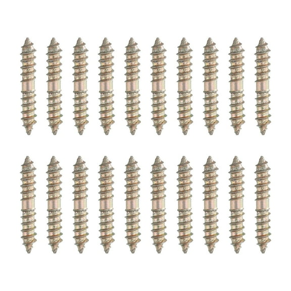 Uxcell 20 Pcs Double Ended Screws, M5 x 30 mm Carbon Steel Hanger Bolts, Self-Tapping Wood Dowel Screws for Wood Joint Furniture, Color Zinc