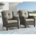 thumbnail image 2 of PARKWELL Outdoor Wicker Patio Chairs Set of 2,Lounge Chairs with Cushions for Porch Balcony Backyard,Brown Wicker and Gray Cushions, 2 of 10