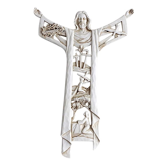 Risen Statue Hollow Out Wall Crucifix Collectible Jesus Figurines Relics Sculpture