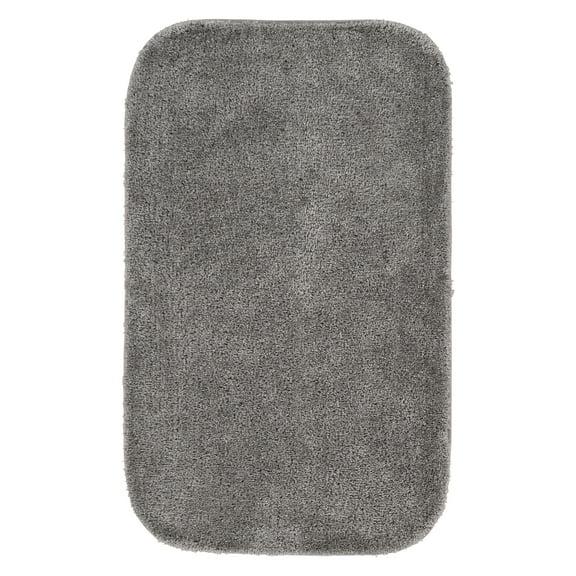 Garland Rug Traditional Washable Nylon Medium Gray Bath Rug, 24" x 40"