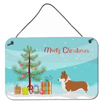 Carolines Treasures BB8482DS812 Pembroke Welsh Corgi Christmas Wall or Door Hanging Prints  8x12 multicolor