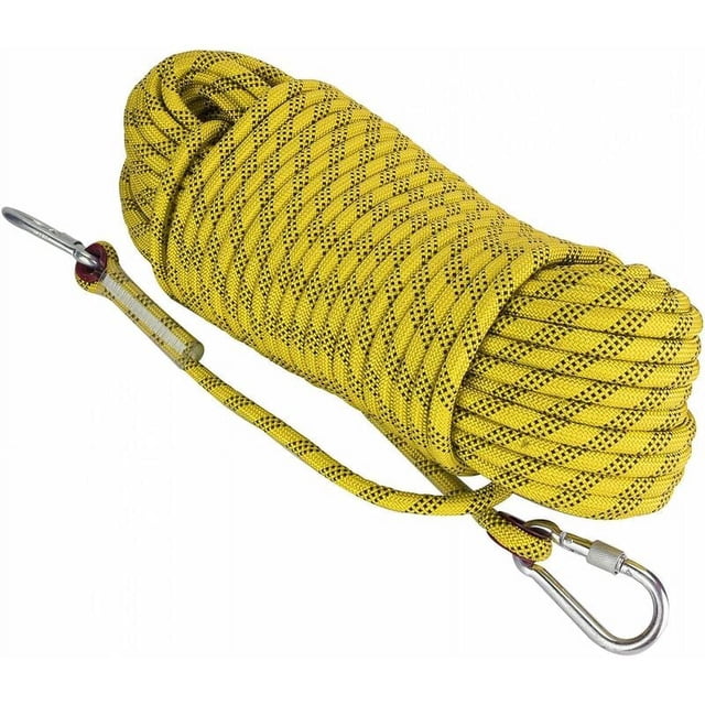 Cuerda de Escape para escalada de 30m y 12mm, cuerda de rescate antidesgarro con 2 mosquetones para senderismo al aire libre, montañismo, rescate contra incendios