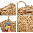 thumbnail image 4 of CoCopeaunts Women Straw Bag Large Woven Tote Bag with Pendant Round Handle Tote Retro Purse Hobo Summer Beach Handbag, 4 of 5