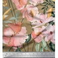 thumbnail image 1 of Soimoi Green Cotton Duck Fabric Leaves & Magnolia Floral Print Fabric by the Yard 56 Inch Wide, 1 of 1