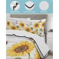 thumbnail image 3 of Full Size Quilt Bedding Set, Yellow Sunflowers Reversible Summer Quilt 3 Pieces, Vintage Country Flowers Butterfly Wood Board Lightweight Bedspreads Coverlets with 2 Pillow Shams for All Seasons, 3 of 5