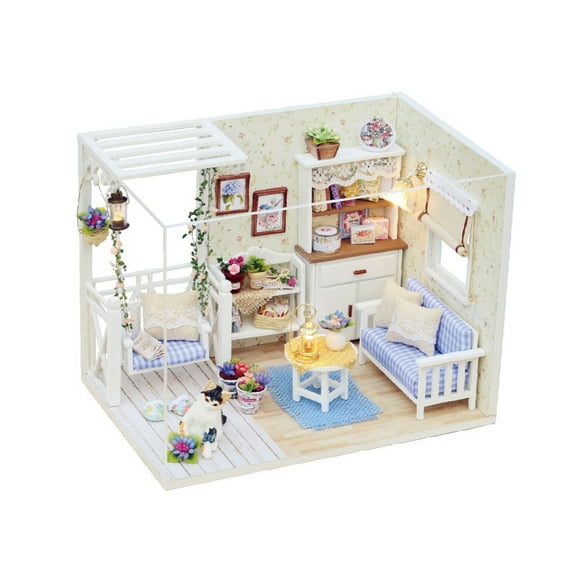 DIY Wooden Doll House Furniture Dollhouse Educational Toys Children Birthday Gifts with Glue
