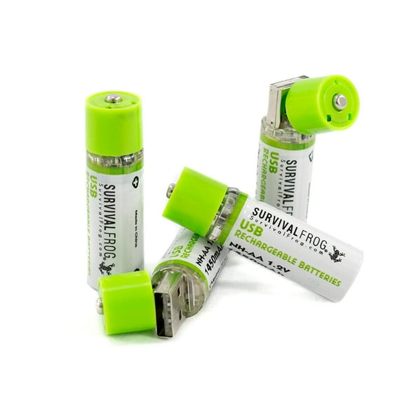 Pilas recargables Survival Frog EasyPower USB AA 1450 mAh (paquete de 4)