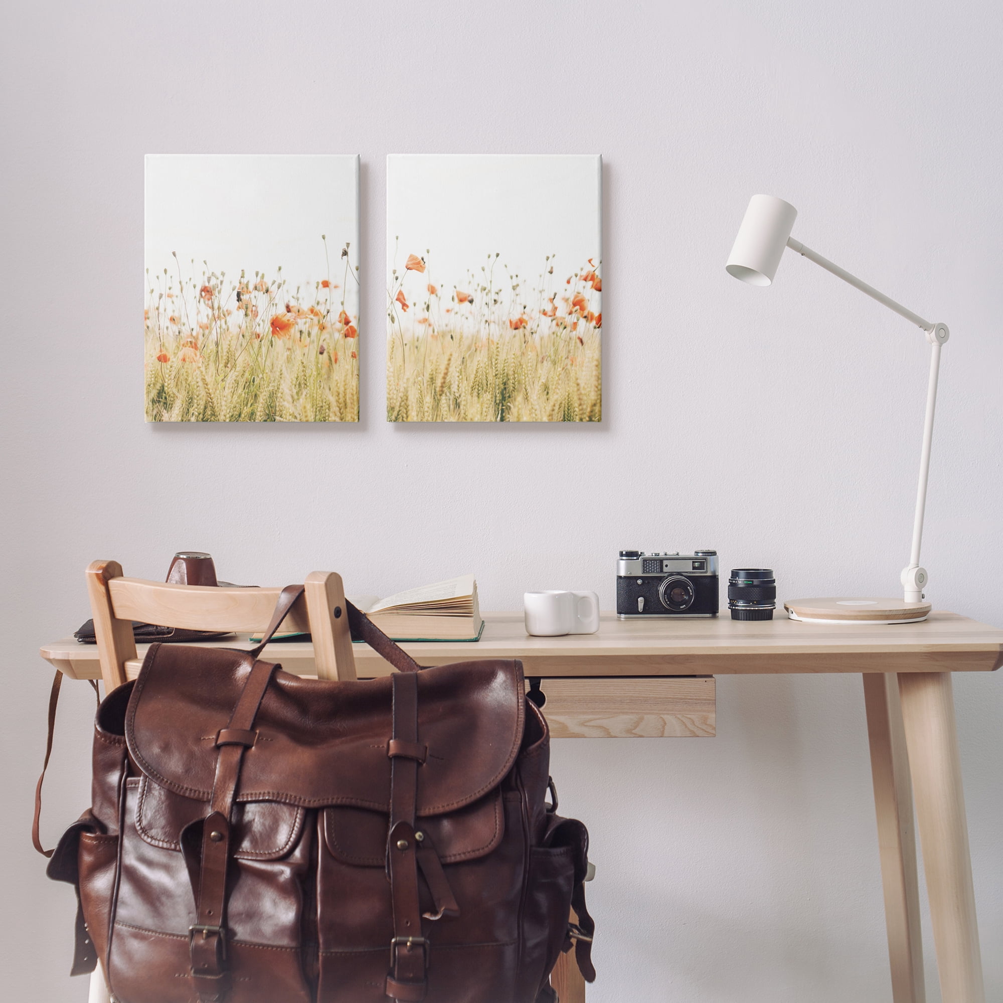 Stupell Industries Rural Poppy Field Landscape Photography Gallery Wrapped Canvas Art Print Wall Art, 16 x 20, Set of 2