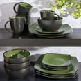 thumbnail image 3 of Gibson Elite Soho Lounge Square 16 Piece Stoneware Dinnerware Set - Green/Black, 3 of 6