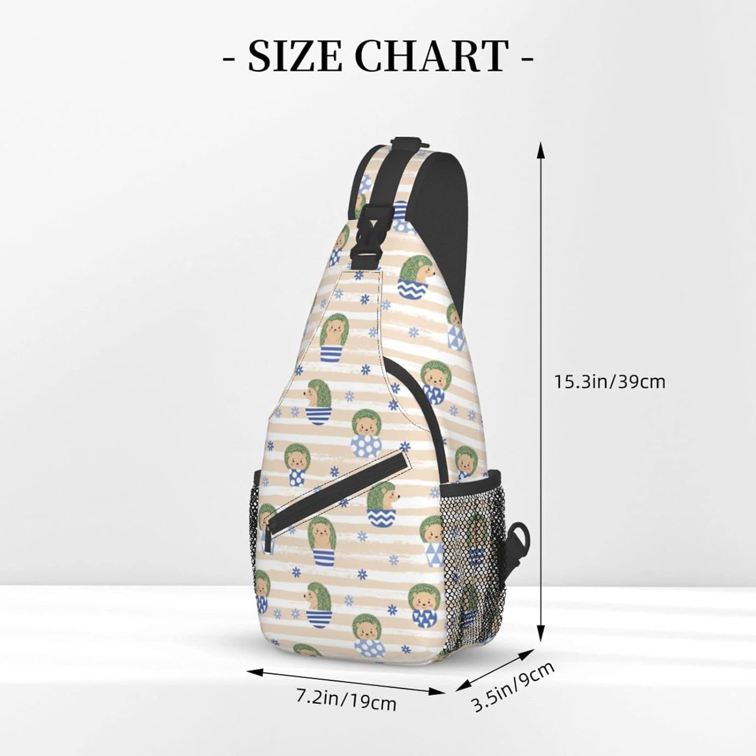 Cactus Hedgehog Sling Bag Crossbody Hiking Travel Chest Bags Backpack Shoulder Daypack for Women Men