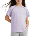 thumbnail image 2 of Mgmyaa Summer Boys & Girls Tops Kids Dry-Fit T-Shirts Solid Black Short Sleeve Crew Neck Ventilated Boys & Girls Tops Activewear Tees for Ages 3-15, 2 of 8