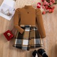 thumbnail image 2 of Vdoaml Girls Puff Sleeve Turtleneck Top Skort Set Kids Fall Winter 2 Piece Outfit Children Casual Dressy Clothing 5-6 Years Brown, 2 of 5