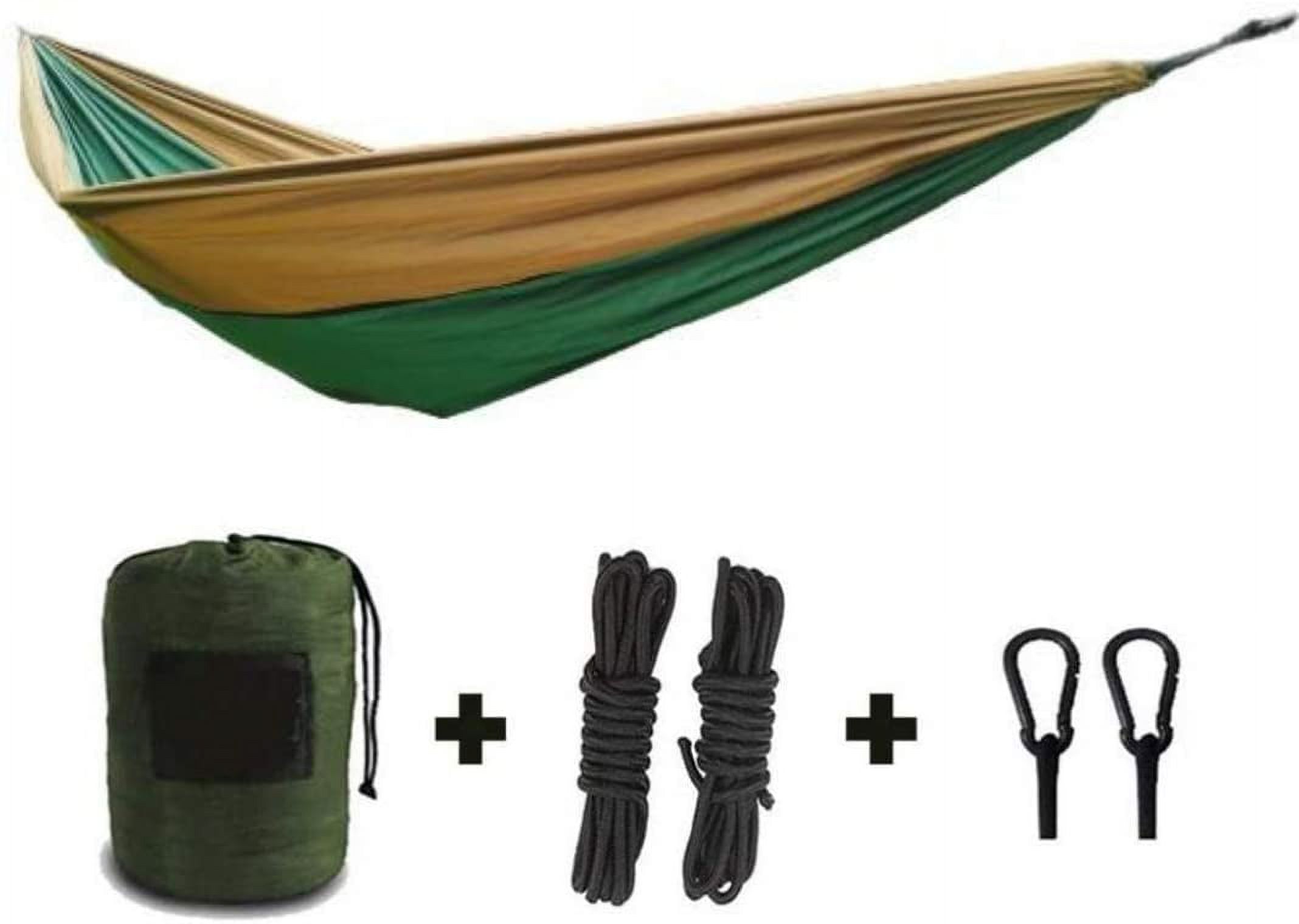 Ovente Outdoor Camping Hammock 485 Pounds Capacity with 2 Meter Rope and Parachute Grade Nylon, Heavy Duty Carabiner and Free Hammock Bag Gear, with Tree Straps for Easy Installation, Green HKA95G
