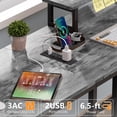 thumbnail image 3 of Satifur 59" L-Shaped Desk with Power Outlets, 4 Fabric Drawers & 2 Monitor Stands, Convertible Two Person Home Office Desk,Gray, 3 of 8