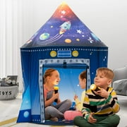 Rocket Ship Play Tent for Kids, Astronaut Spaceship Space Themed Pretend Playhouse Indoor Outdoor Games Party Children Pop Up Foldable Tent Birthday Toy for Boys Girls Toddler Baby,53 x 40 (DxH)
