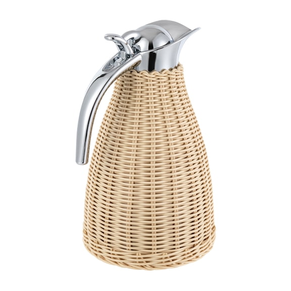 Retro Beige Vacuum Flask with One-Push Button, 304 Stainless Steel for Coffee Tea Juice