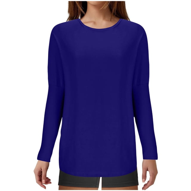 Japceit T-Shirts à Manches Longues pour Femmes T-Shirts pour Femmes Mode T-Shirts pour Femmes Couleur T-Shirt à Manches Longues Menotté à Col Rond T-Shirts à Manches Longues