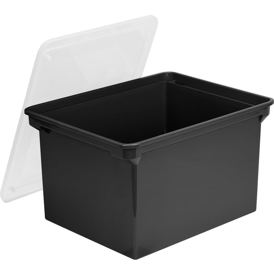 Black and Silver Stackable Plastic Lidded Storage Box