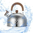 thumbnail image 1 of YOPTOP 4L Stainless Steel Tea Kettles  Whistling Tea Kettle Teapot with Cool Grip for Boiling Water  Coffee  Tea  Milk  Flat Bottomed for Gas Induction Cooker Boil Water  Blue, 1 of 8