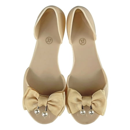 

Jungdeepe Ladies Summer Pearl Bow Jelly Beach Large Size Flat Transparent Sandals Shoes Beach Casual Ladies Dressing Sandals Light Women Sandals Shoes Women Size 11 Women s Flat Leather Sandals Size 9