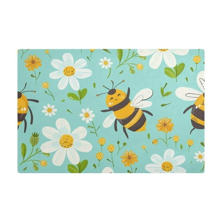 

Dish Drying Mat Microfiber Kitchen Dish Pad Counter Absorbent Drainer Rack 12 x18 Cute Bee and Daisies
