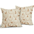 thumbnail image 2 of Fall Pillow Covers 20x20 Set of 2 Burnt Orange Pumpkin Autumn Themed Thanksgiving Harvest Print Decorative Throw Pillows Outdoor PillowCase Farmhouse Linen Cushion Case Decor for Sofa Couch Bed, 2 of 6
