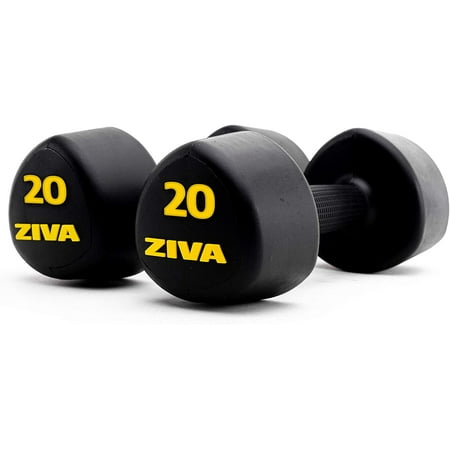 UPC: 4895202550486 | ZIVA Virgin Rubber Steel Tribell Dumbbell Pairs – Odorless Ergonomic Non-Slip Comfort Grip – Exercise Weights for Core and Strength Training – 20lbs Pairs Black