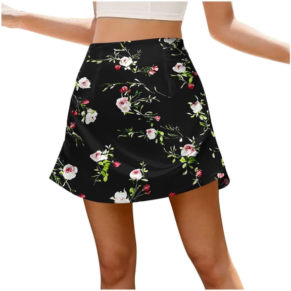 Levmjia Womens Mini Skirt Printed Zipper A Line Casual Skirt High Waist Soft Breathable Versatile Bottoms For Daily Dating Party Vacation Spring Summer Wear