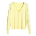 thumbnail image 2 of Baqcunre Sweaters For Women Ladies' Solid Tone Buttoned Mercerized Cotton Loose Sweater With Cardigan Jacket Hoodies For Women Womens Fall Fashion 2023 Yellow XXL, 2 of 6