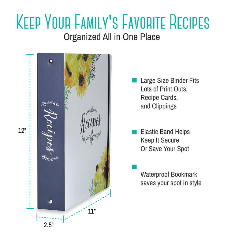 COFICE Recipe Binder – 8.5x11 3 Ring Blank Family Recipe Book Binder K