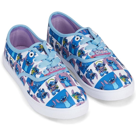 Disney Ladies Lilo and Stitch Shoes - Ladies Classic Lilo and Stitch Lace Up Canvas Sneakers Lilo and Stitch Canvas Lace up Sneakers Blue, 5