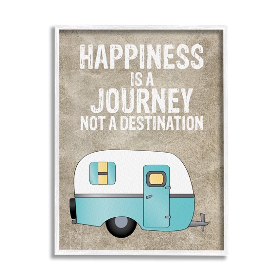 Stupell Industries Happiness is a Journey Inspirational Adventure Quote Framed Wall Art, 24 x 30, Design by Amy Brinkman