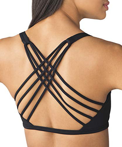 QUEENIEKE Women Yoga Bra Criss Cross Strappy Back Light Support Free to Be Bra with Removable Cups 1