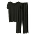 thumbnail image 1 of Women's Summer Loungewear Set - Seamless Trousers, Soft Pajamas, Solid Color, Relaxation, 1 of 3