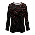 thumbnail image 3 of Valentine Day Shirts Womens Crew Neck Love Heart Print Plus Size T Shirts Long Sleeve Loose Funny Graphic Tee Hot Pink L, 3 of 5