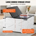 thumbnail image 4 of VEVOR 31.5" Farmhouse Coffee Table, Hinged Square Coffee Table with Large Storage Compartment, Wooden Rustic Cocktail Table for Living Room, Bedroom, Apartment, Studio, Gray & White, 4 of 9