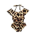 thumbnail image 3 of Wsevypo Baby Girls Leopard Printed Off Shoulder Ruffled Romper Swimwear, 3 of 6