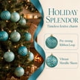 thumbnail image 5 of Christmas Ball Ornaments Set of 12, Blue Shatterproof Xmas Baubles with Gold Patterns, Turquoise Tree Decorations in a Gift Box for Holiday Decorating - Style B, 5 of 6