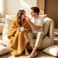 thumbnail image 2 of Phantoscope 880GSM Long Pile Faux Fur Throw Blanket, Luxury Fluffy Warm Blanket for Boho Decor, Mustard Yellow, 50"x60", 2 of 6