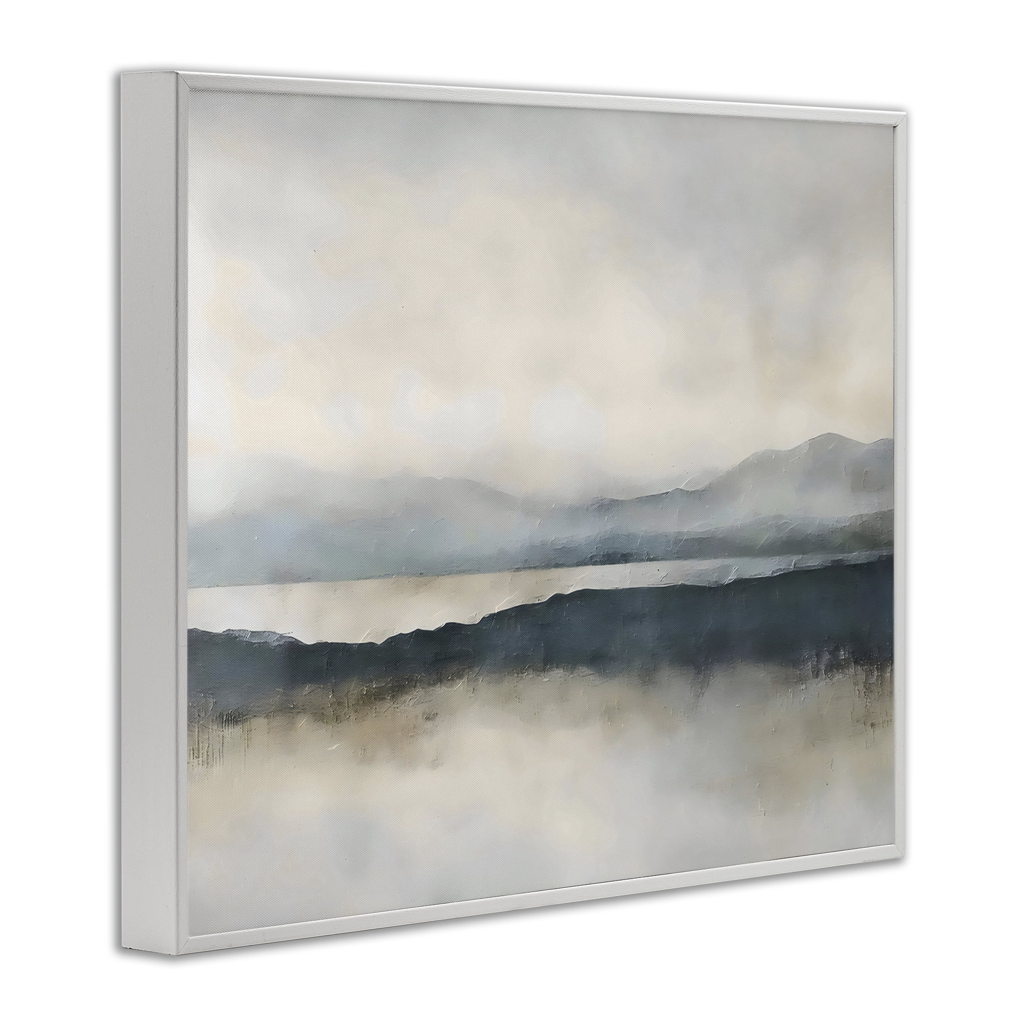 Stupell Industries Muted Horizon Mountainscape White Framed Giclee Art, design by Riley B