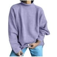 thumbnail image 2 of Fnooota Womens Sweaters, Plus Size Long Sleeve Crew Neck Lightweight Pullover Tops Purple Size 3XL, 2 of 6