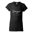thumbnail image 2 of Wild Bobby Stronger Than Cancer Distressed Breast Cancer Awareness Women Standard V-Neck Tee, Black, Small, 2 of 6